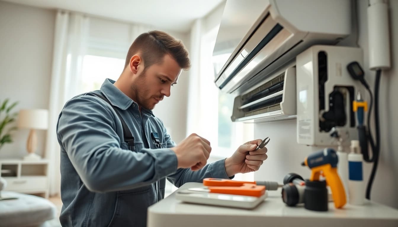AC Repair Tampa technician expertly fixing an air conditioning unit at home.