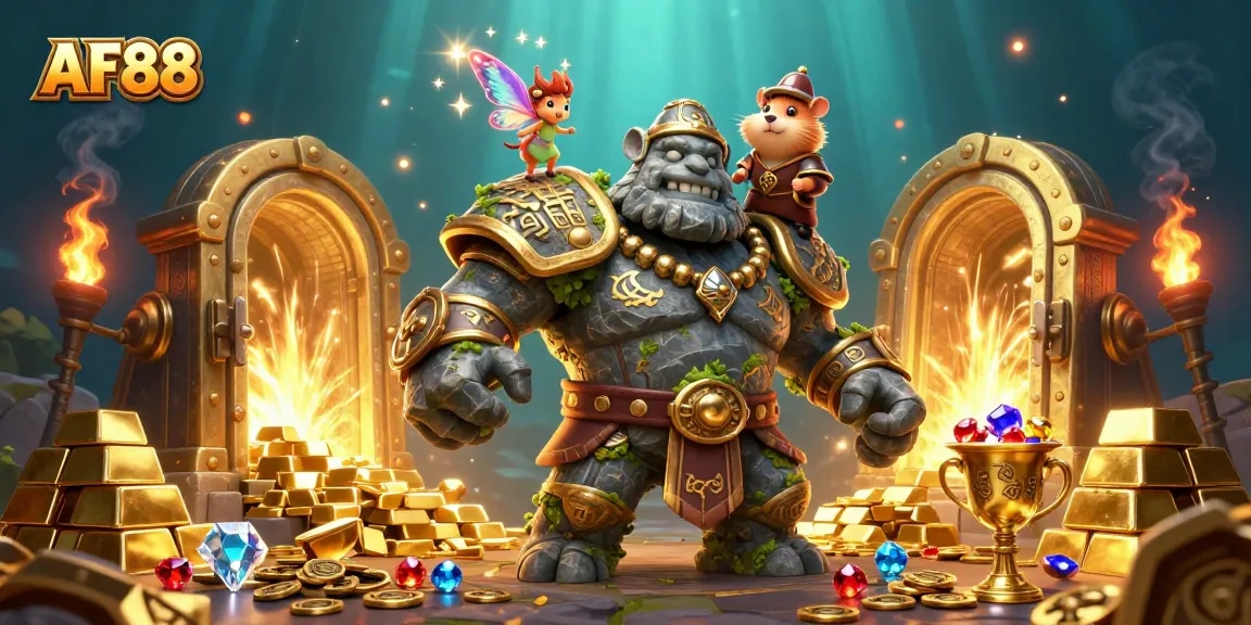 Join AF88 for thrilling experiences in this colorful casino adventure illustration.