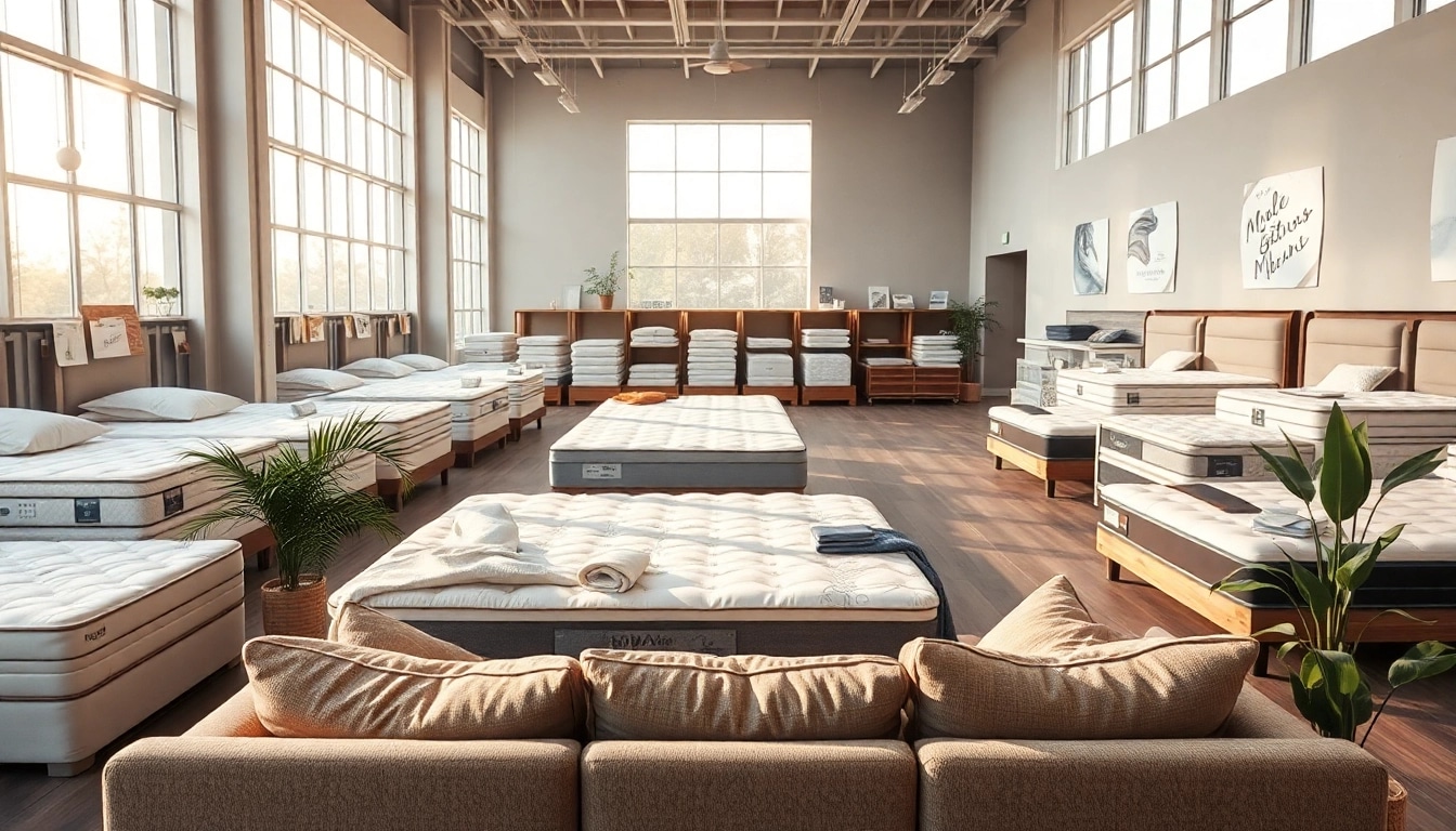 Browse mattress stores near me showcasing a cozy, organized showroom with various mattress styles.