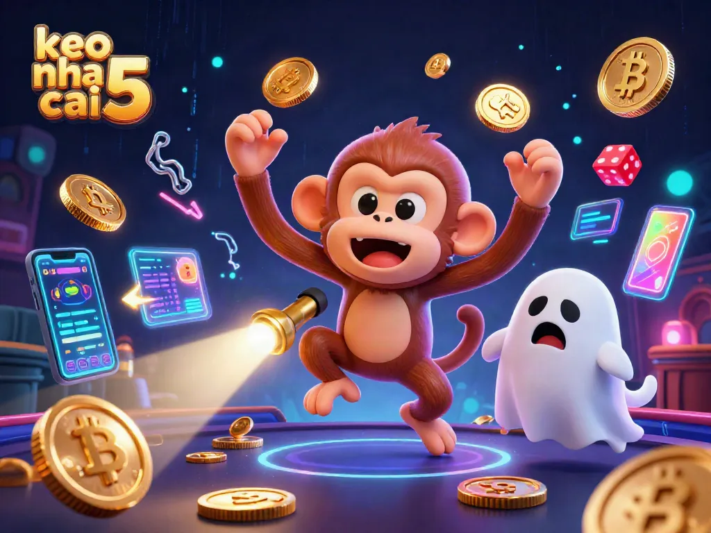 Betting with keo nha cai 5 as a poltergeist monkey juggles gold coins in a haunted casino