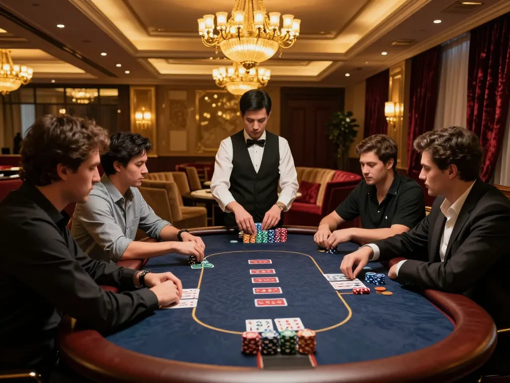 Players competing at a high-stakes poker table while using strategies to win at 789WIN.
