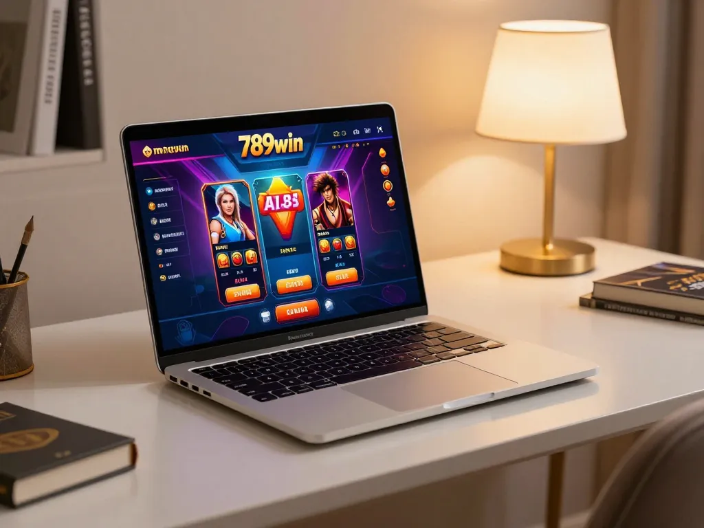 Engaging online gaming experience with the 789win casino interface displayed on a laptop screen.