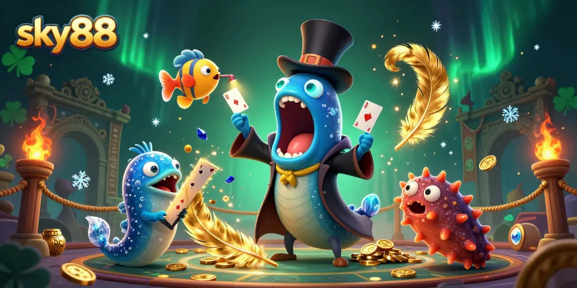 Experience thrilling gaming at sky88 with unique card tricks and vibrant underwater characters.