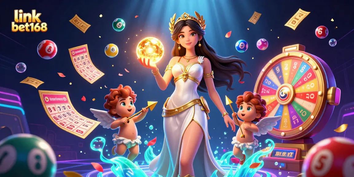 Experience the excitement of link bet168 with vibrant lottery balls and engaging 3D characters.
