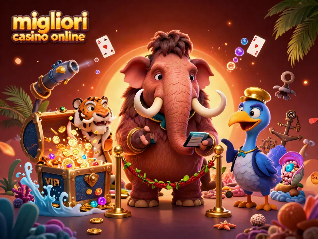 Immagine dei migliori casino online con un mammut bouncer e un ospite VIP in un'ambientazione sottomarina viva