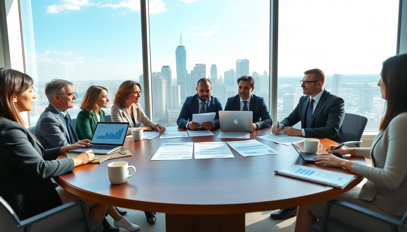 Collaborative discussion on Federal and State contracts within a modern office environment.