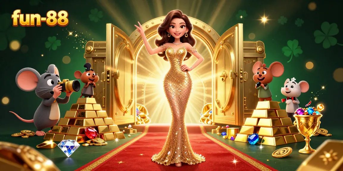 Experience thrilling wins at fun-88 with a dazzling casino scene filled with treasure and excitement.