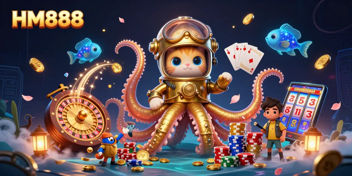 Spin reels and win big with HM888 in this vibrant underwater casino scene