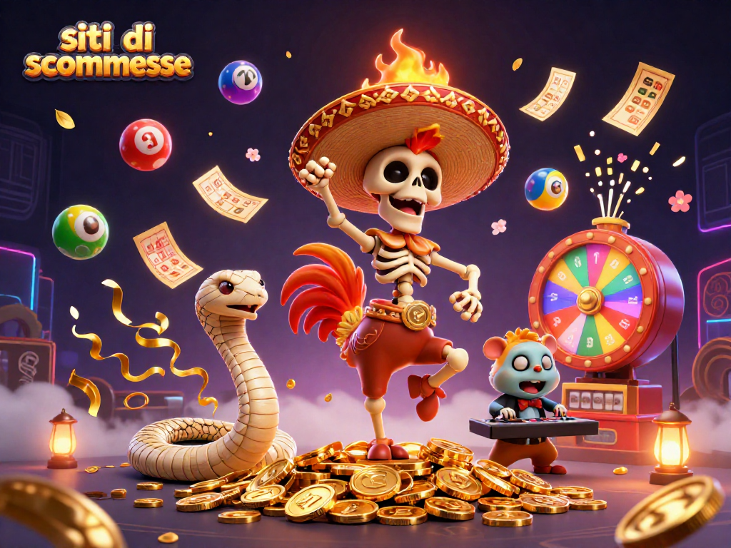 Scommetti nei migliori siti di scommesse con un vivace gallo mariachi che danza su una pila di monete d'oro
