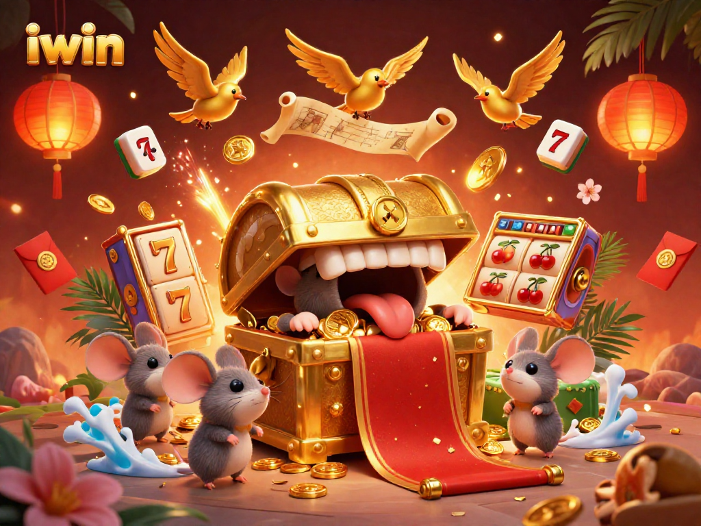 Win exciting rewards with iwin's vibrant casino adventure illustration featuring engaging slots elements.