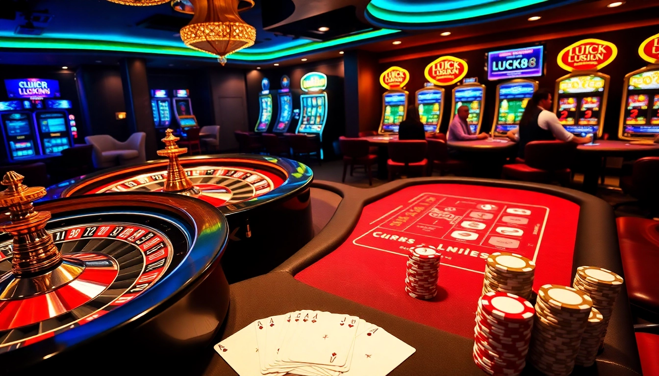 Experience excitement at LUCK8 casino with vibrant roulette, poker tables, and thrilling slot machines.