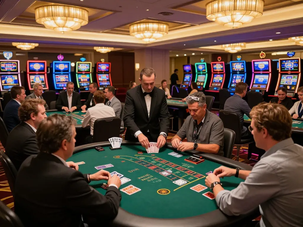 Players at TT88 blackjack tables placing bets and strategizing in a vibrant casino atmosphere