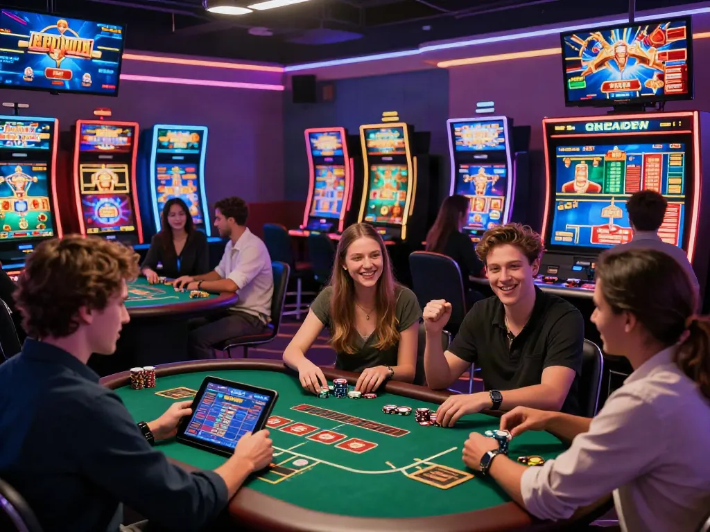 Dynamic online gaming scene featuring players enjoying net88 casino games with vibrant graphics.