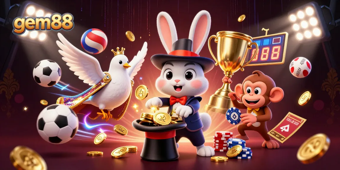 Experience the thrill at gem88 with dazzling characters and vivid casino elements amidst electric energy.