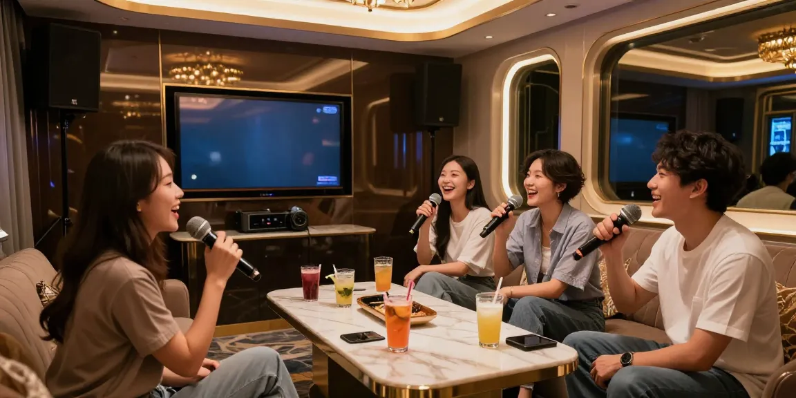 강남달토의 환상적인 고급 노래방 내부, 손님들이 즐거운 시간을 보내고 있습니다.