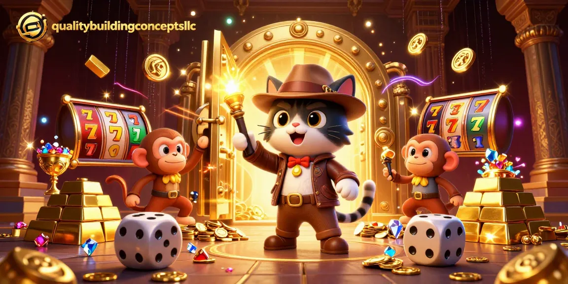 Engage with qualitybuildingconceptsllc's thrilling casino adventure featuring golden treasures and vibrant game elements.