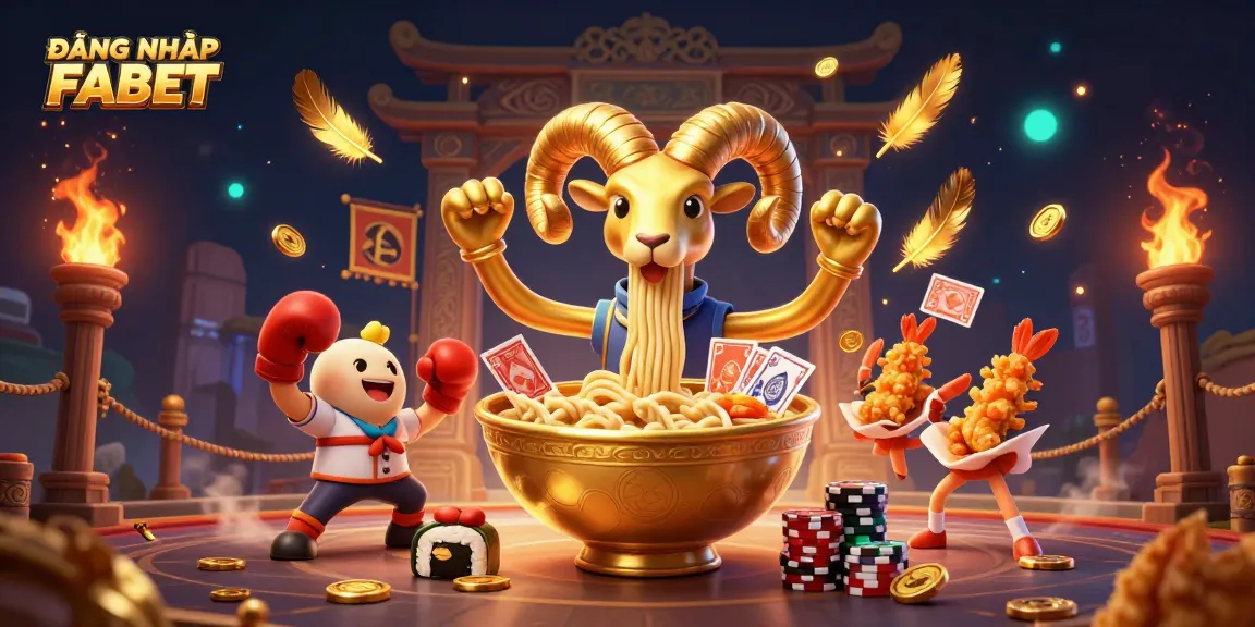 Engage with ĐĂNG NHẬP FABET through a vibrant, animated 3D casino world filled with characters and excitement.