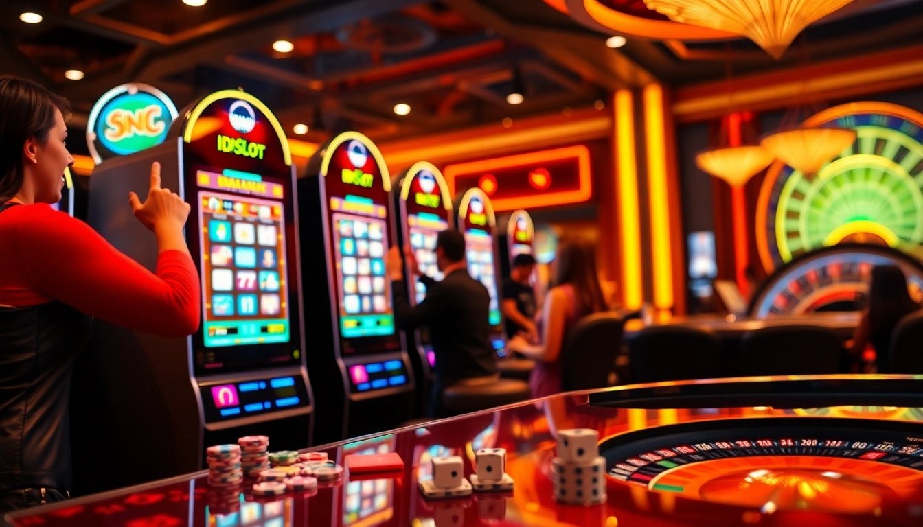 Play exciting slots on IDNSLOT with vibrant casino elements and immersive gaming atmosphere.