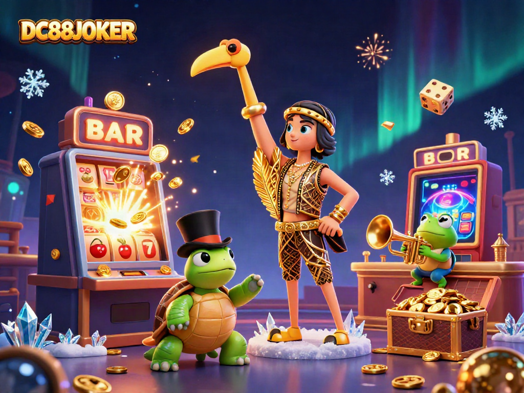 Experience the excitement of DC88JOKER with vibrant casino characters and jackpot-winning elements.