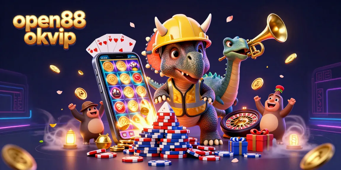 Experience top casino thrills with open88 okvip featuring colorful games and celebratory characters.