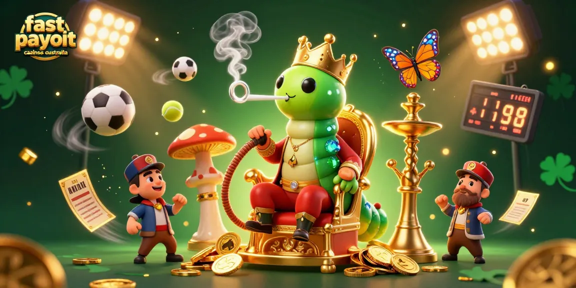 Experience fast payout casinos Australia with our vibrant 3D illustration showcasing energetic gaming elements and characters.