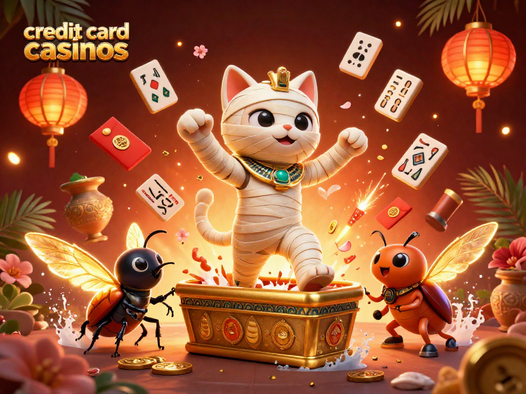 Experience exciting gameplay at credit card casinos with our vibrant Egyptian-themed scene.