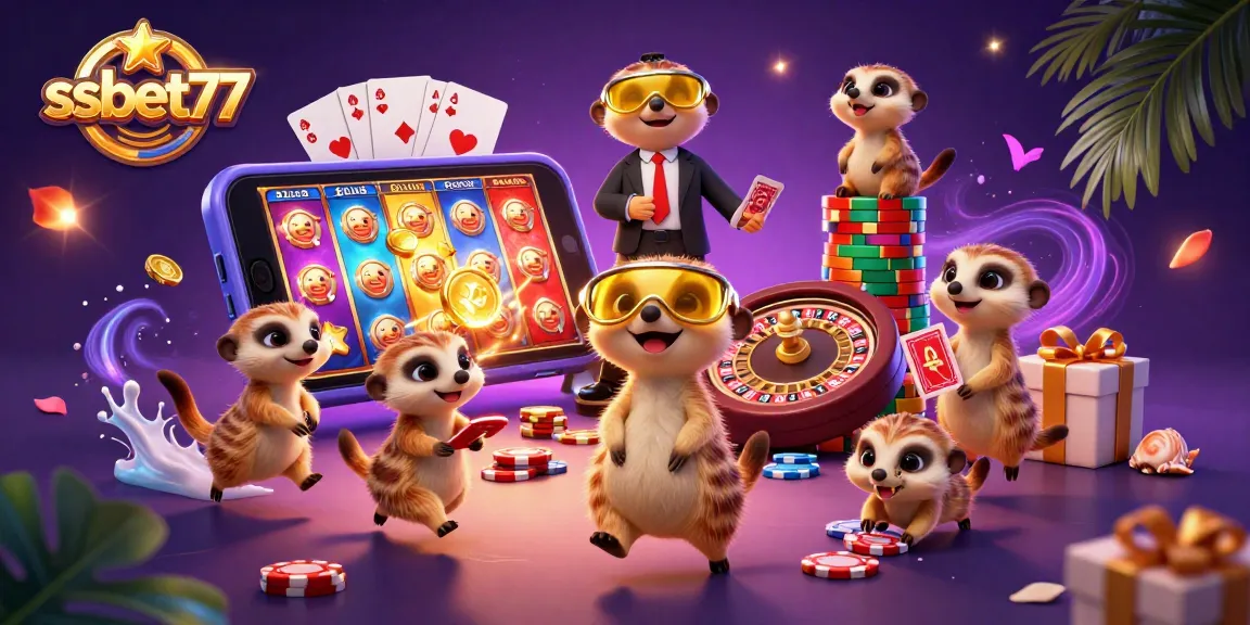 Join the excitement at ssbet77 with meerkats enjoying casino games and bonuses!
