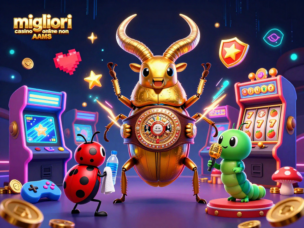 I migliori casino online non AAMS presentano un'immagine di un combattimento tra insetti con elementi di gioco entusiastici.