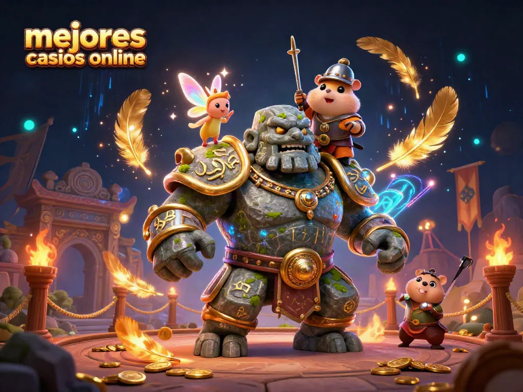 Explora los mejores casinos online con una ilustración dinámica llena de juegos y magia.