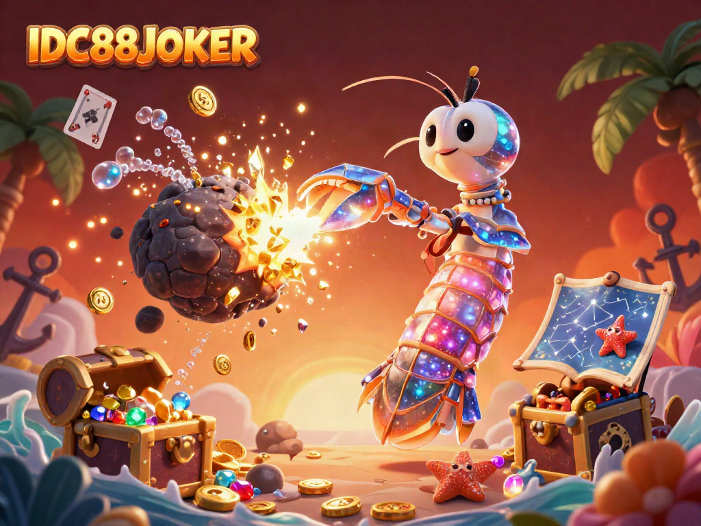 Engage with exciting gameplay at IDC88JOKER amidst an explosion of winning gems and coins.