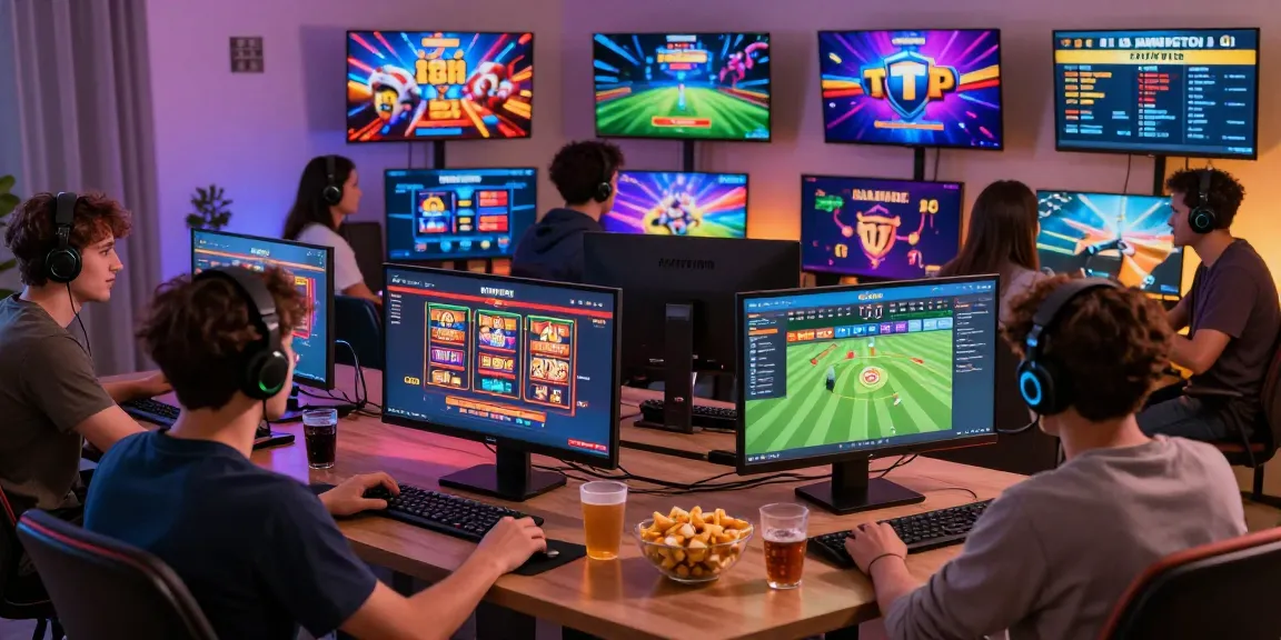 Exciting players engaged in HAYWIN online gaming experience with vibrant screens and cozy atmosphere.
