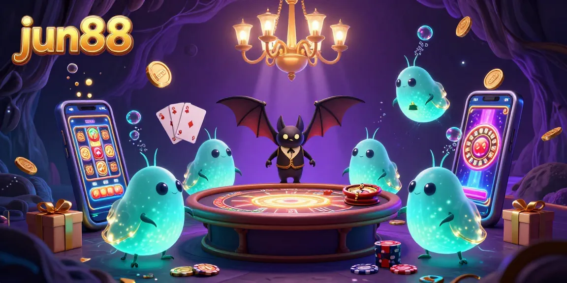 Experience thrilling gameplay at jun88 with glowworms illuminating a vibrant casino scene.