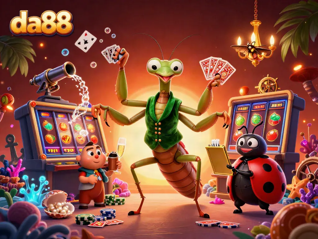 Experience the vibrancy of da88 with a lively casino scene featuring games and dynamic characters.