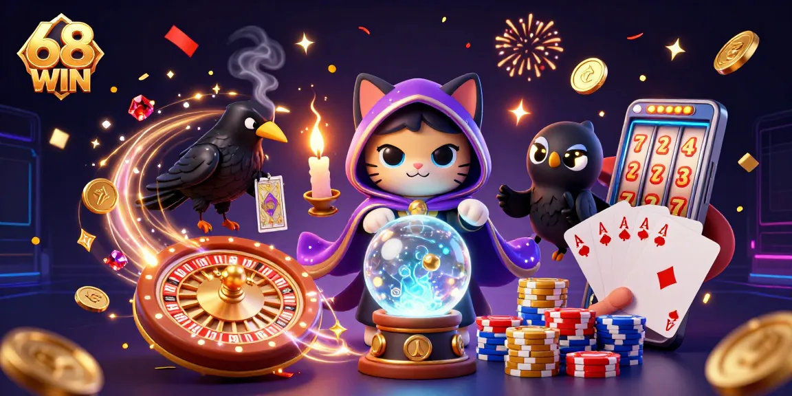 Experience the thrilling 68 WIN casino excitement with vibrant characters and a dynamic scene.