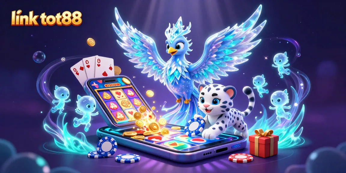 Experience link tot88 with playful ice-themed characters enjoying vibrant casino elements showcasing excitement.