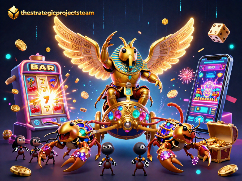 thestrategicprojectsteam exemplifies casino excitement with a dazzling gaming display featuring golden symbols and characters