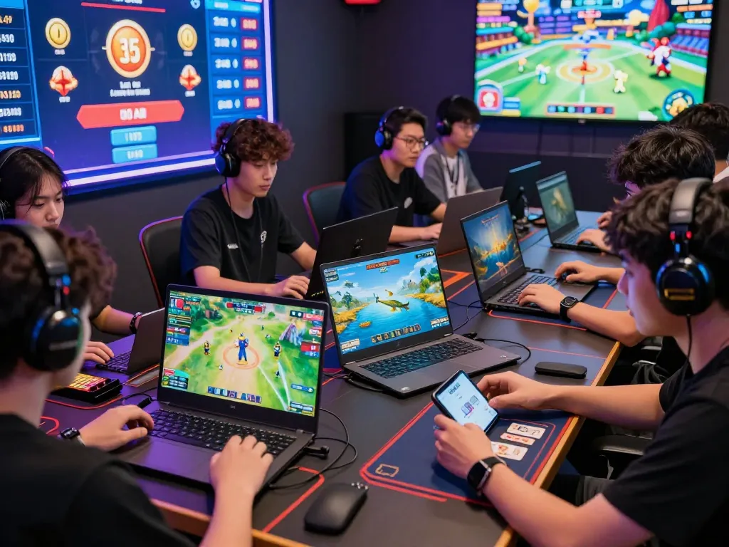 Goal123 online gaming scene featuring players engaged in diverse activities across vibrant digital platforms.