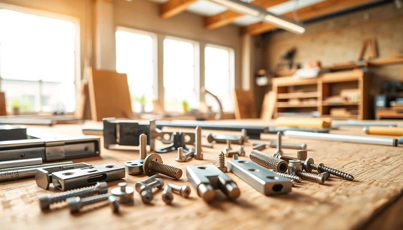 Showcase of quality furniture hardware supplier products in a workshop setting.