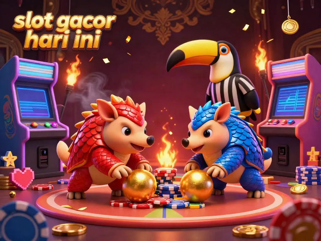 Experience exciting gameplay in "slot gacor hari ini" with vibrant pangolin characters and casino elements.