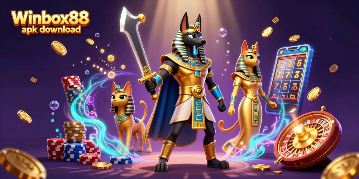 Experience the thrill of mobile gambling with Winbox88 apk download, featuring winning symbols and vibrant casino elements.
