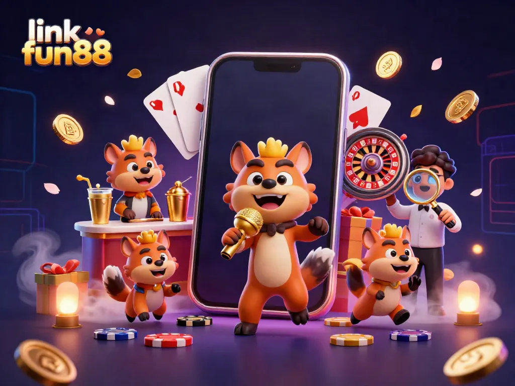 Experience the vibrant atmosphere of link fun88 with cartoon hyenas at a comedy casino.