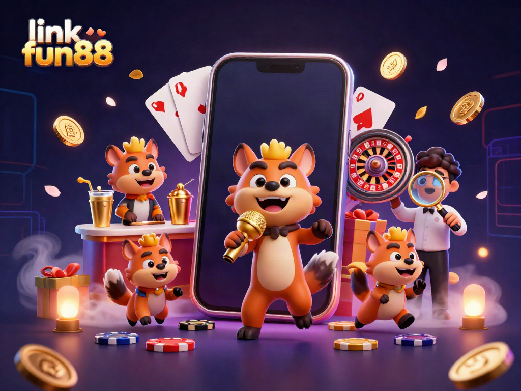 Experience the vibrant atmosphere of link fun88 with cartoon hyenas at a comedy casino.