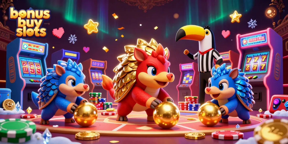 Celebrate wins with vibrant bonus buy slots featuring playful pangolins and a dazzling casino backdrop.