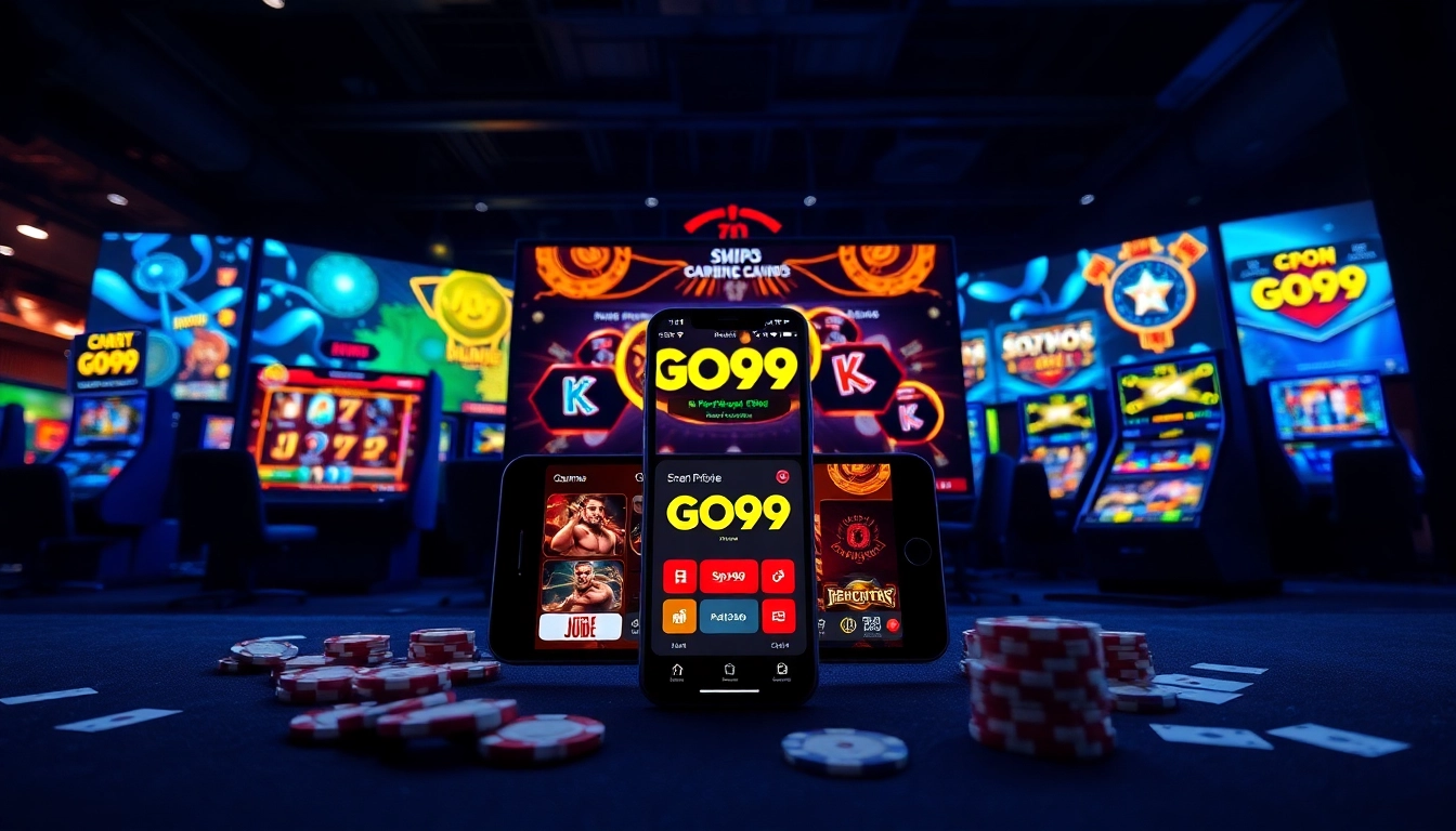 Dynamic online gaming scene showcasing nhà cái go102 with engaging casino interfaces and vibrant colors.