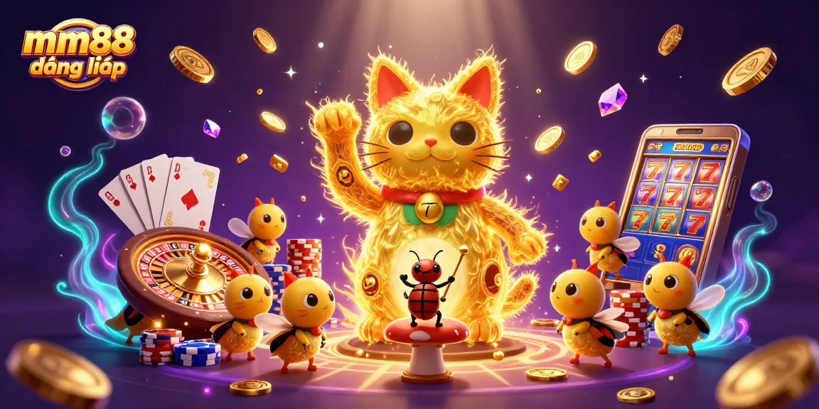 Engage with mm88 đăng nhập to experience thrilling casino games and promotions in a vibrant illustration.