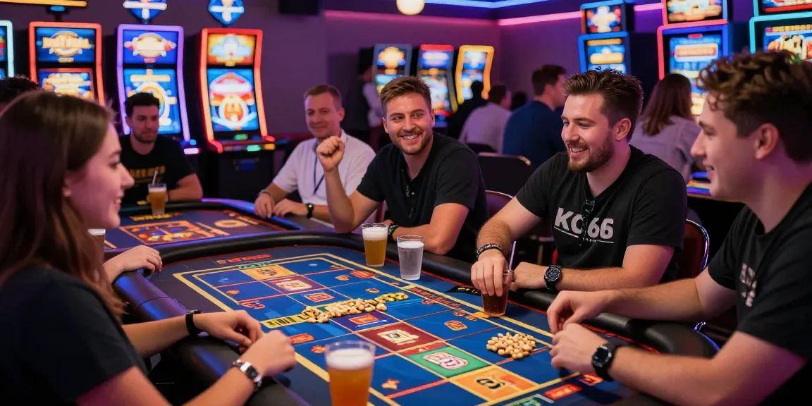 KO66 vibrant online gaming scene with friends celebrating excitement