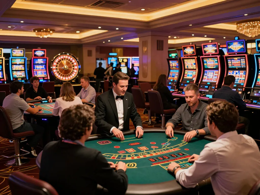 Players enjoying dynamic games at SC88's vibrant casino floor, showcasing excitement and engagement.