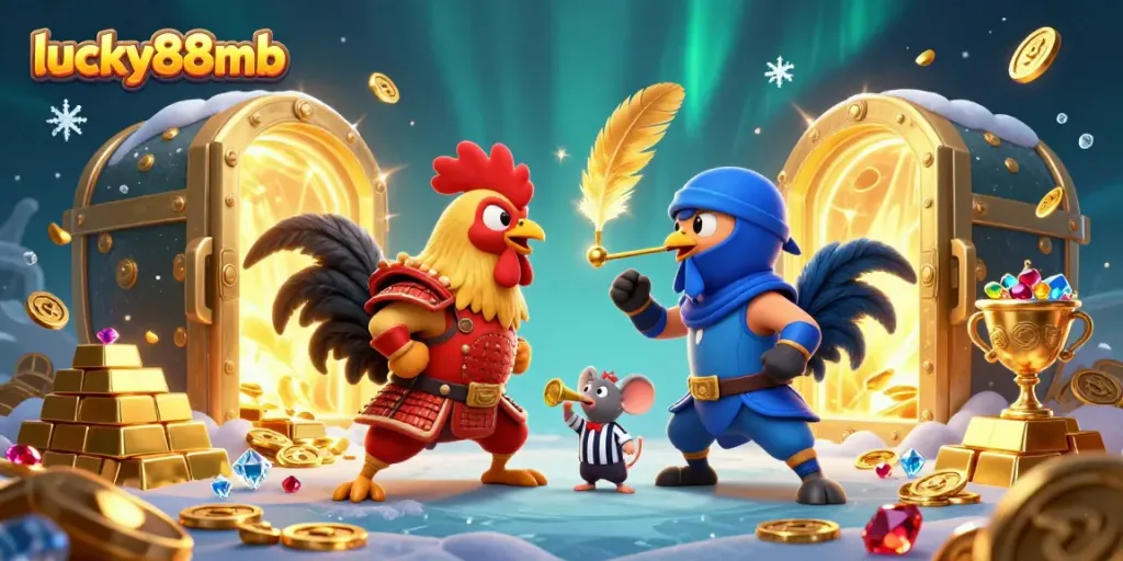 Engage in thrilling cockfighting at lucky88mb with epic roosters battling under a sparkling atmosphere.