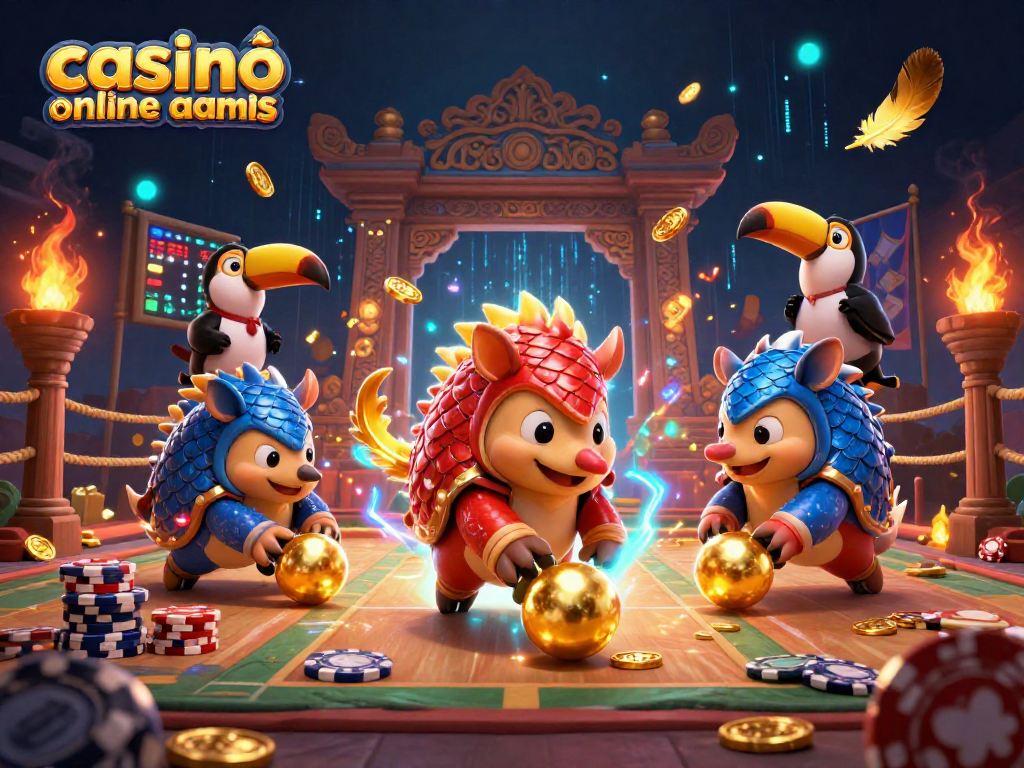 Gioca al casinò online non aams con due pangolini in armatura mentre rotolano tra le fiches e le monete d'oro.