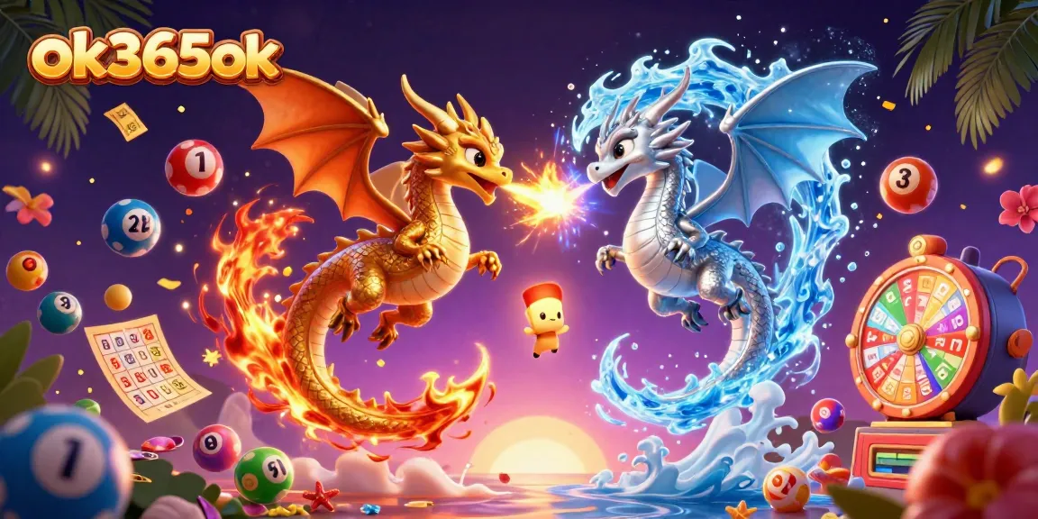 Experience thrilling fun with ok365ok as twin dragons battle in a vibrant casino scene.
